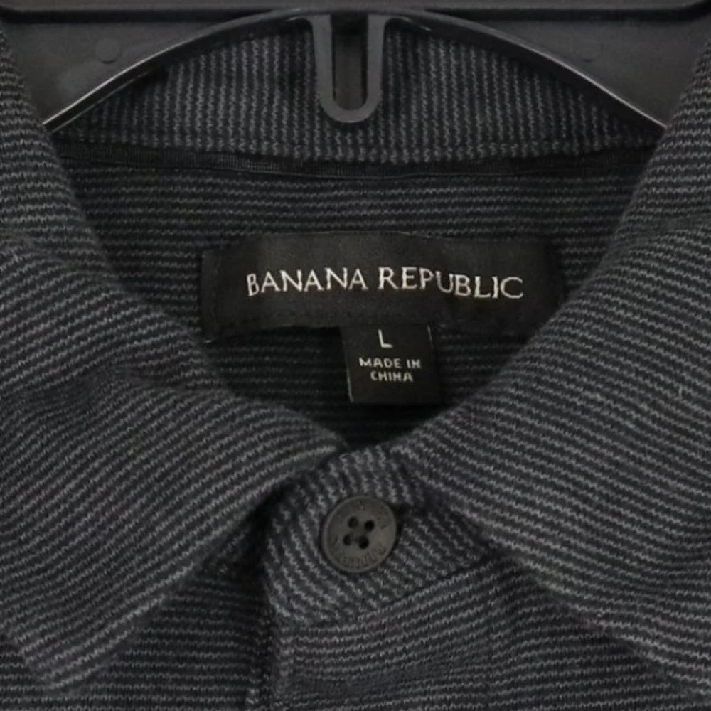 Banana Republic Polo Shirt Mens L Slim Fit‎ Micro Ribbed Cotton Short Sleeve